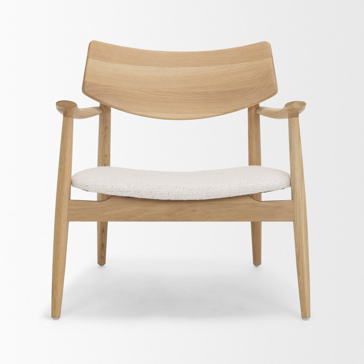 Haggen Light Brown Oak Wood w/ Cream Fabric Accent Chair by Mercana at Eve Furniture