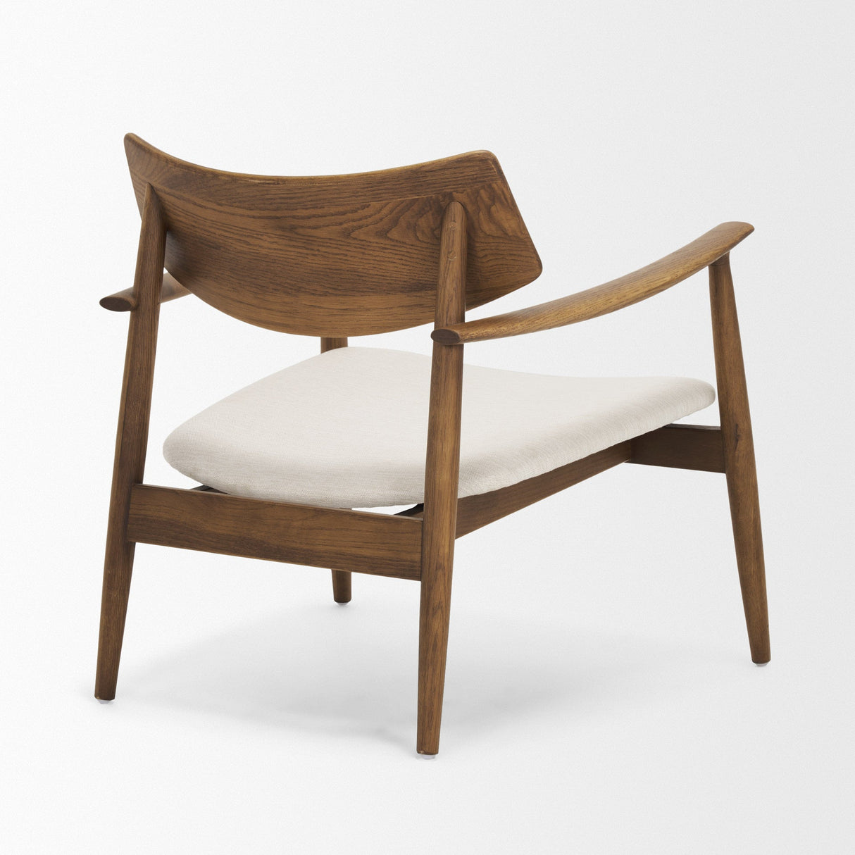 Haggen Medium Brown Oak Wood w/ Cream Fabric Accent Chair by Mercana at Eve Furniture