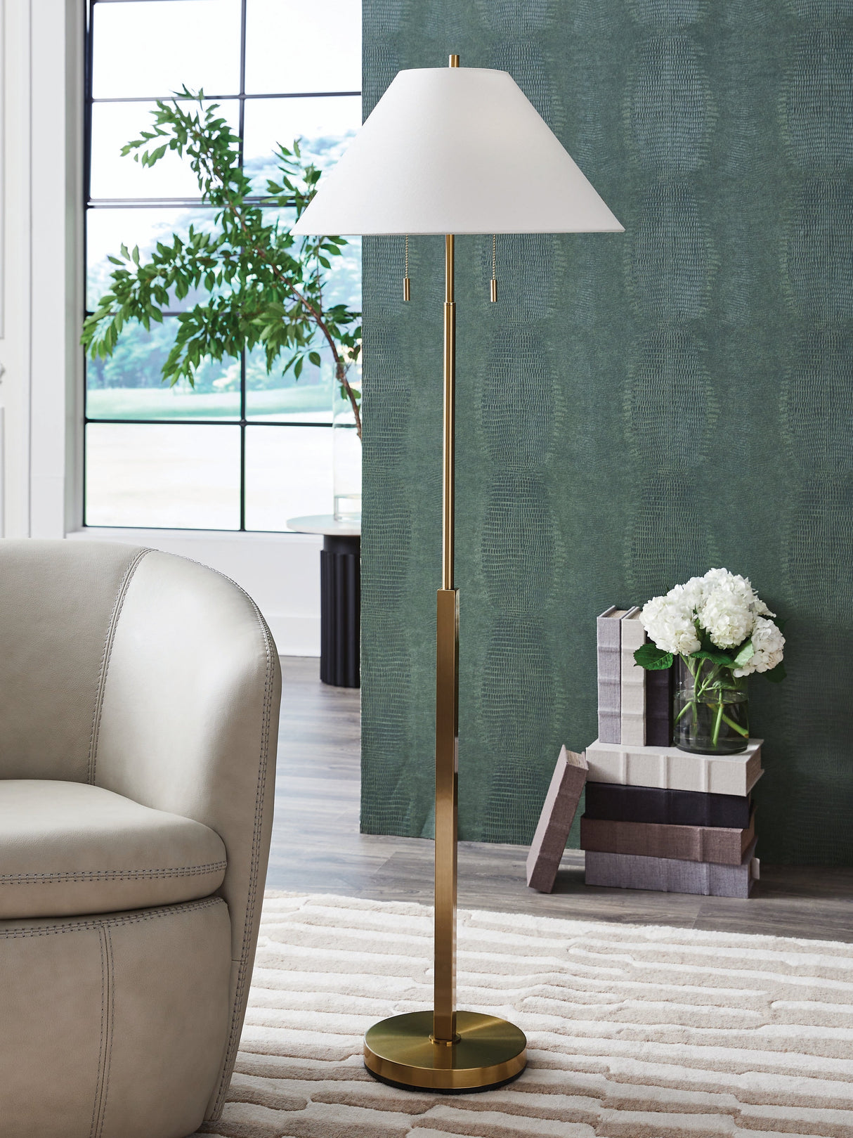 Haigwood Gold Finish Floor Lamp by Ashley at Eve Furniture