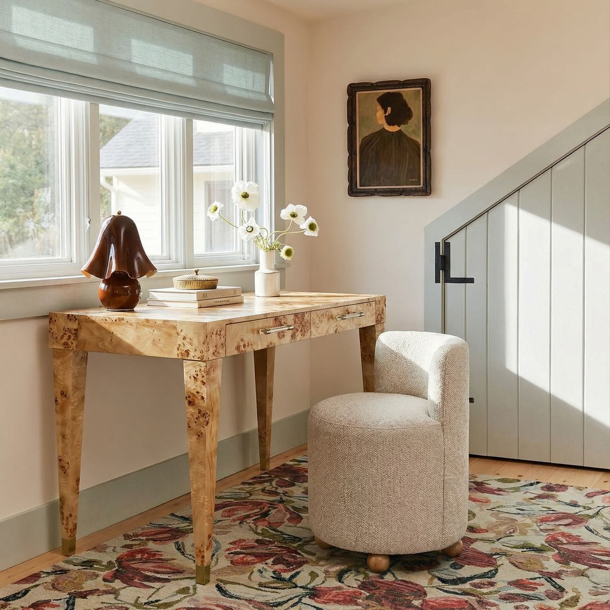 Hakuna Cream Performance Boucle Desk Chair by TOV Furniture at Eve Furniture