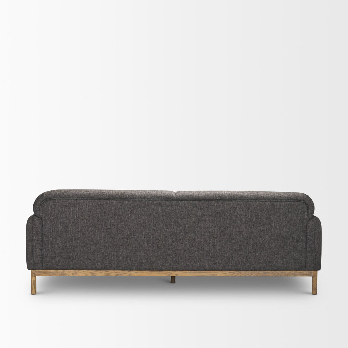 Hale Sofa W/ Medium Brown Wood and Gray Fabric by Mercana at Eve Furniture