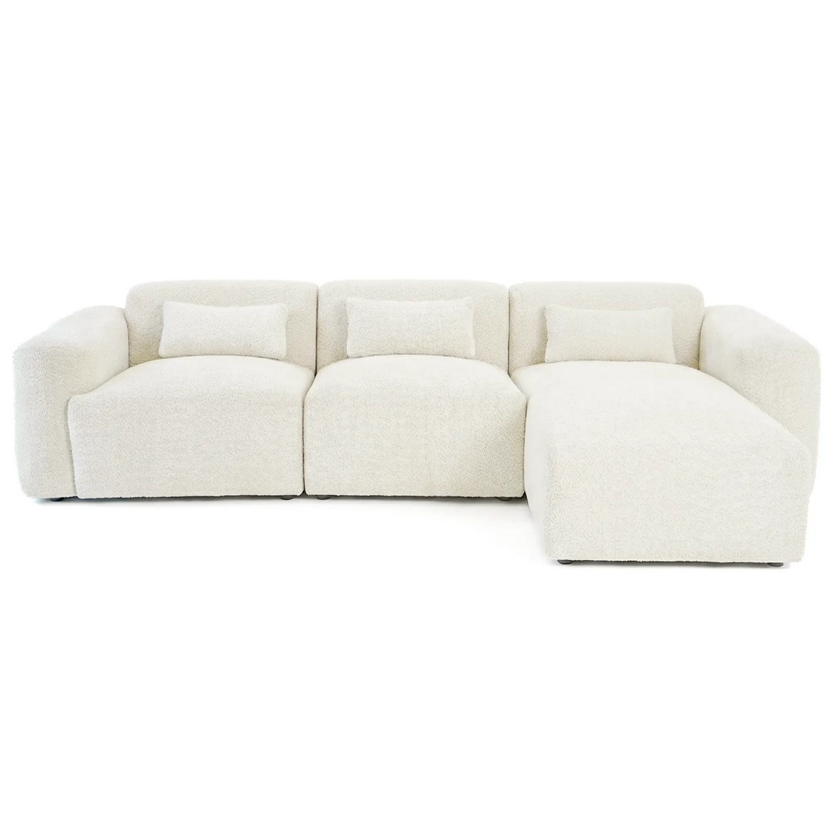 Haledon 3-Piece Sand Boucle Right Sectional Sofa by Ashcroft Furniture at Eve Furniture