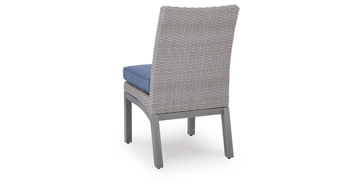 Half Moon Beach Blue/Gray Outdoor Side Chair with Cushion (Set of 2) by Ashley at Eve Furniture