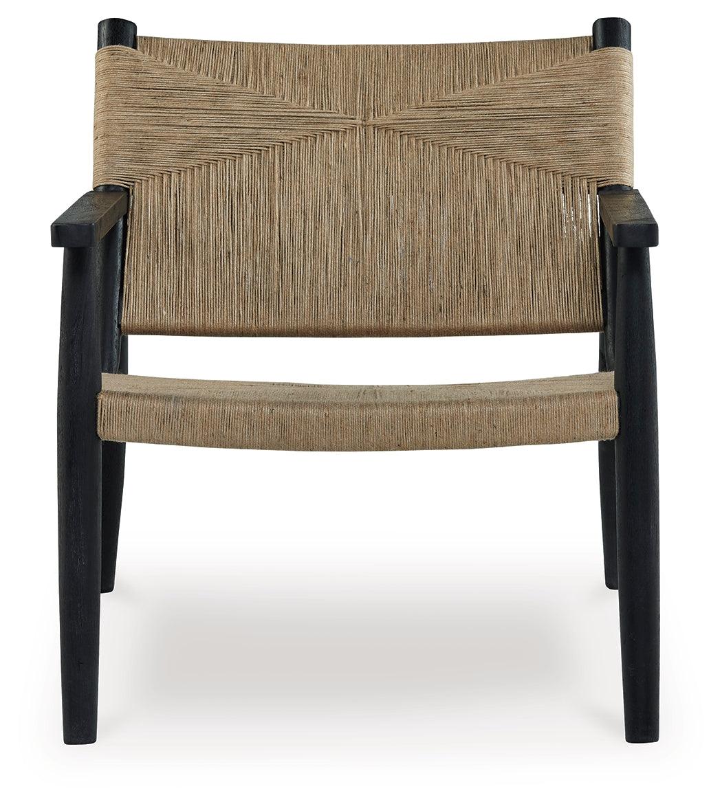 Halfmore Black/Natural Accent Chair by Ashley at Eve Furniture