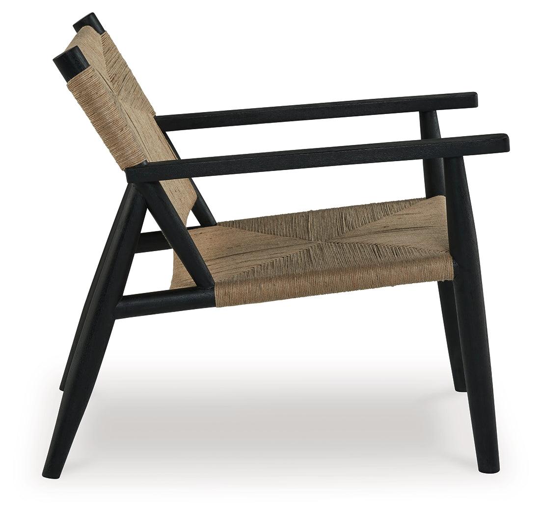 Halfmore Black/Natural Accent Chair by Ashley at Eve Furniture