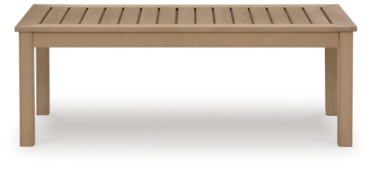 Hallow Creek Driftwood Outdoor Coffee Table by Ashley at Eve Furniture