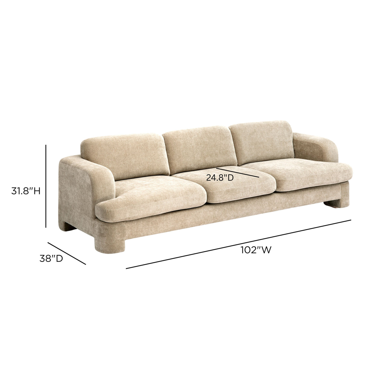 Halsey 102" Textured Fabric Sofa by TOV Furniture at Eve Furniture