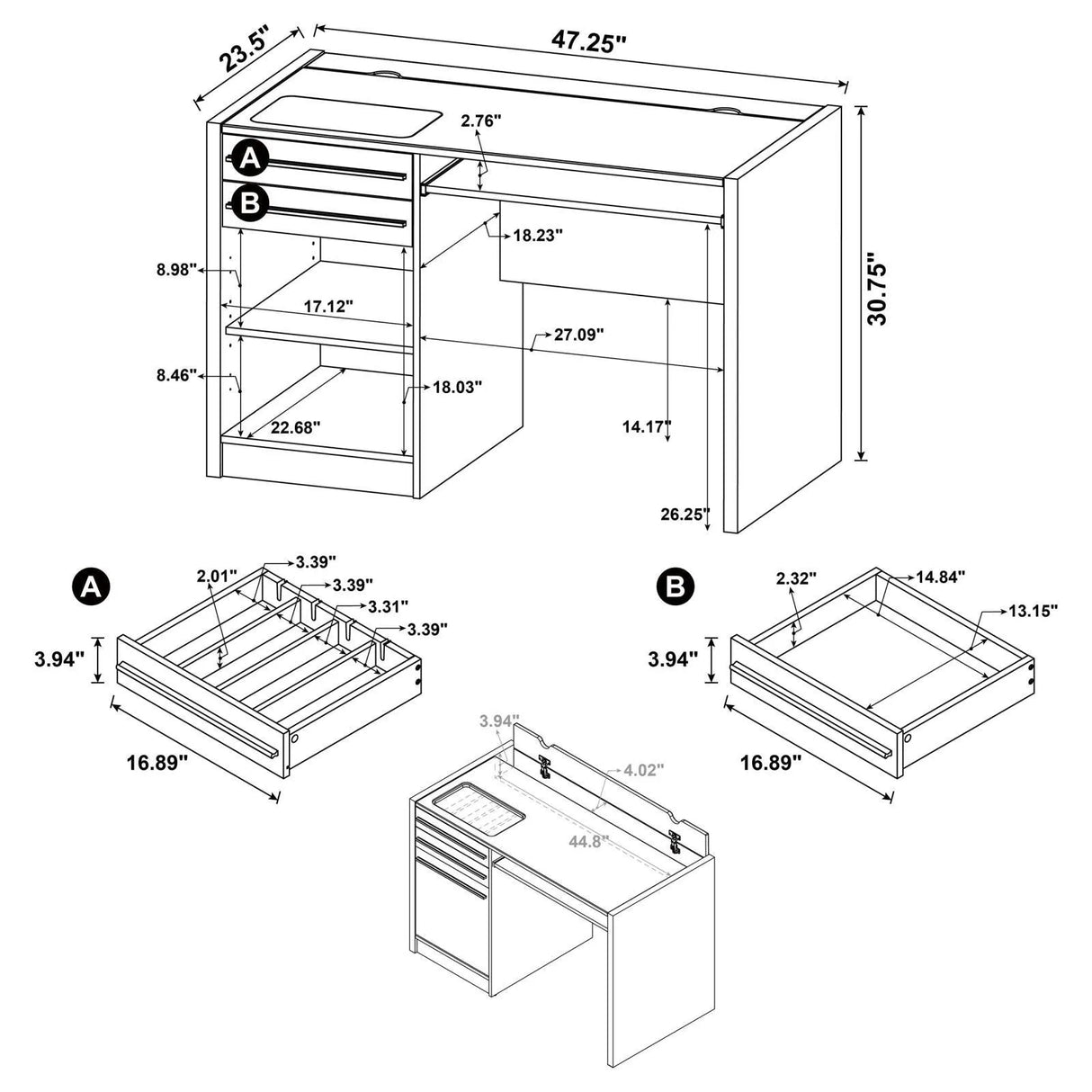 Halston Cappuccino Rectangular Connect-it Office Desk by Coaster at Eve Furniture