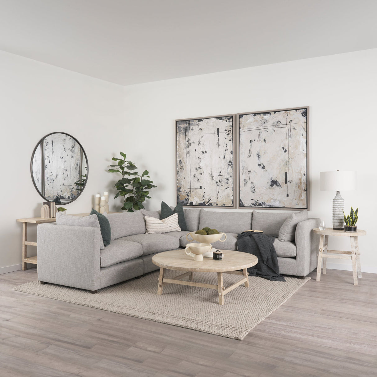 Halston Corner Light Grey Performance Fabric by Mercana at Eve Furniture