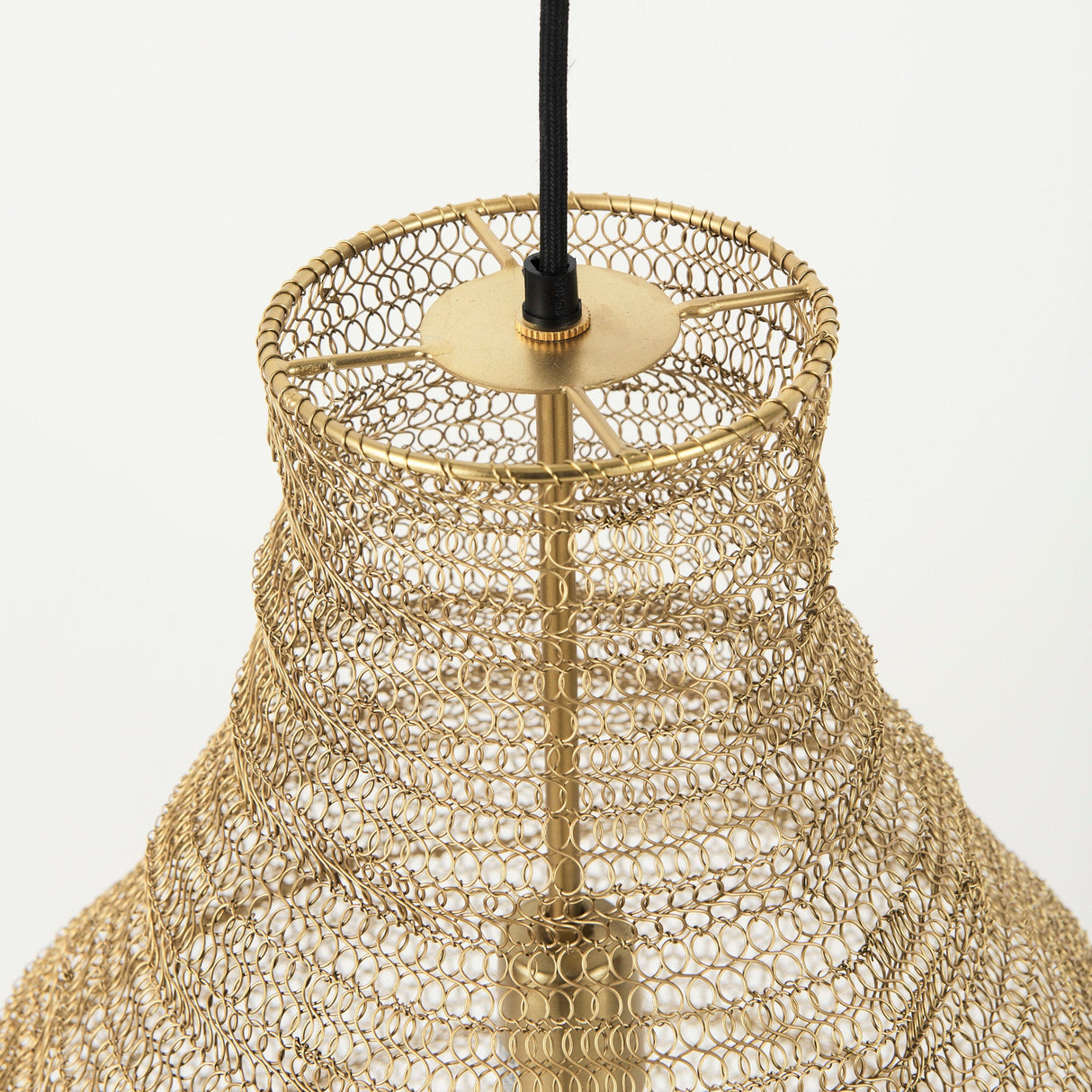 Halycon Gold Mesh and Iron Pendant Light by Mercana at Eve Furniture