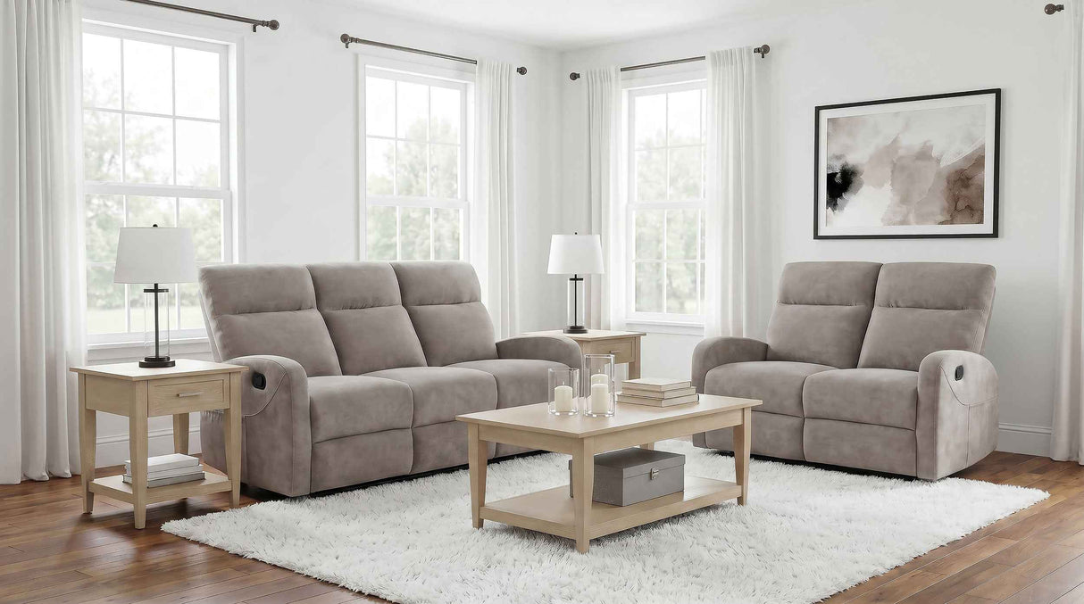 Hamilton 2-piece Chenille Manual Reclining Sofa Set Sand by Coaster at Eve Furniture