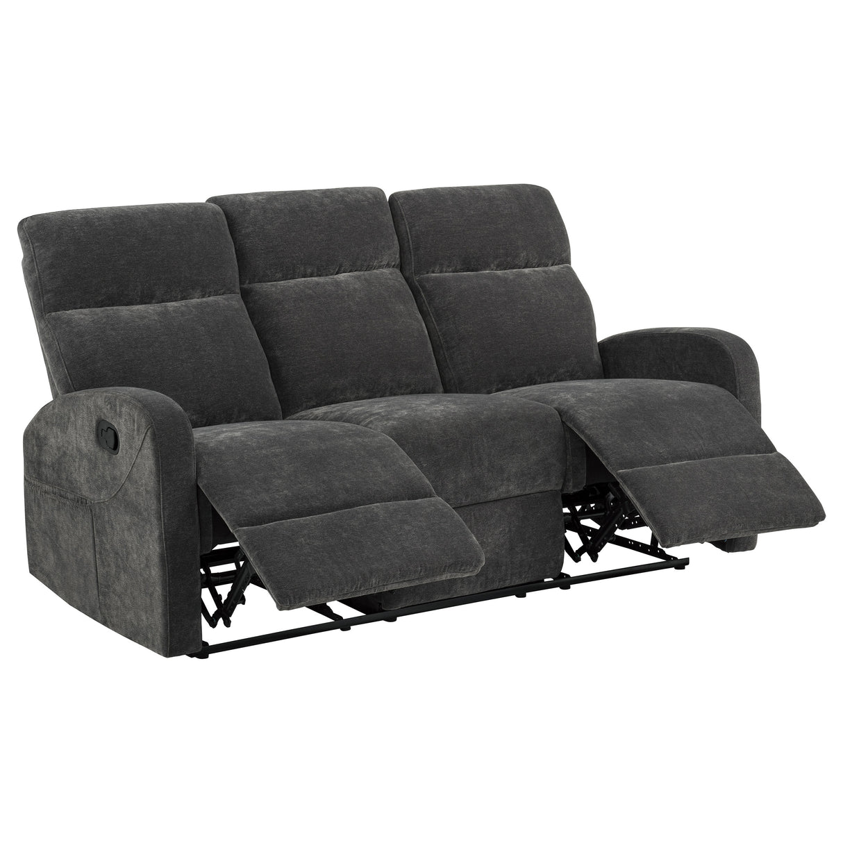 Hamilton 3-piece Chenille Manual Reclining Sofa Set Charcoal Grey by Coaster at Eve Furniture