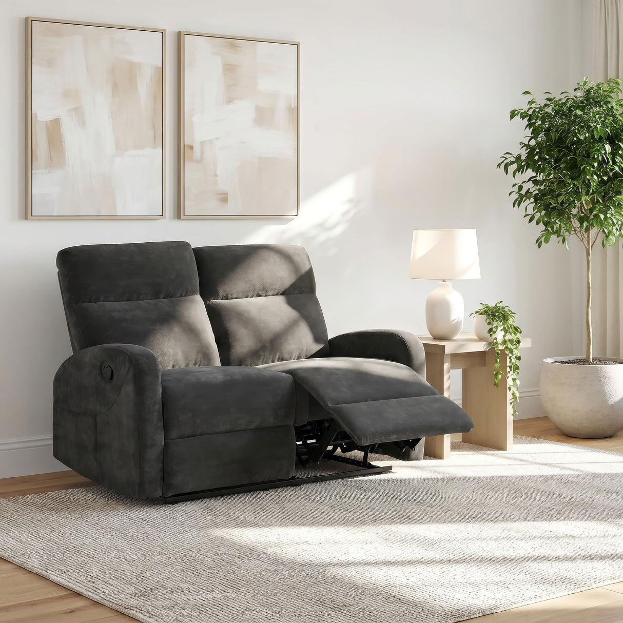 Hamilton Chenille Upholstered Manual Reclining Loveseat Charcoal Grey by Coaster at Eve Furniture