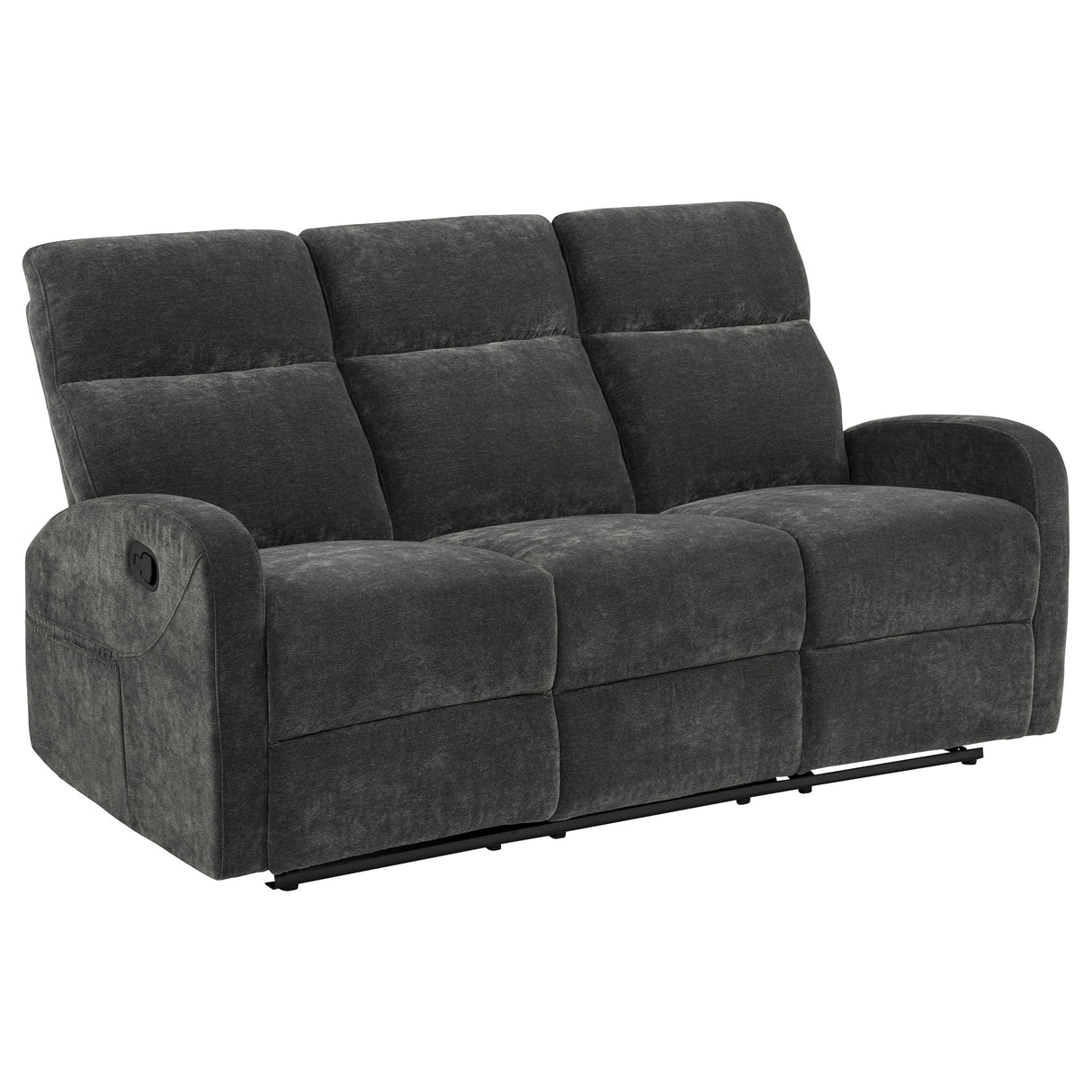 Hamilton Chenille Upholstered Manual Reclining Sofa Charcoal Grey by Coaster at Eve Furniture