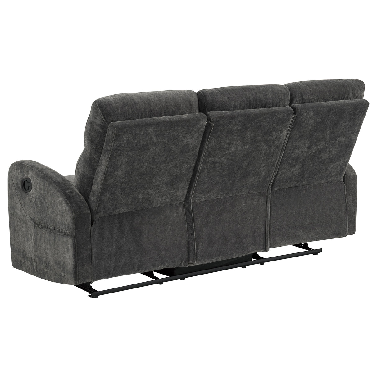 Hamilton Chenille Upholstered Manual Reclining Sofa Charcoal Grey by Coaster at Eve Furniture
