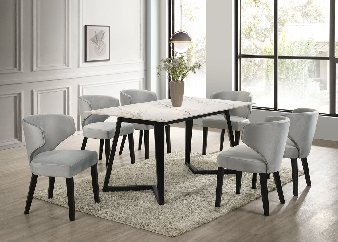 Hamilton White 7-Piece Dining Room Set by Happy Homes at Eve Furniture