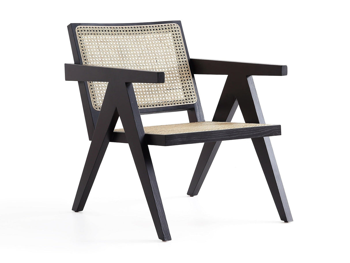 Hamlet Accent Chair in Black and Natural Cane by Manhattan Comfort at Eve Furniture