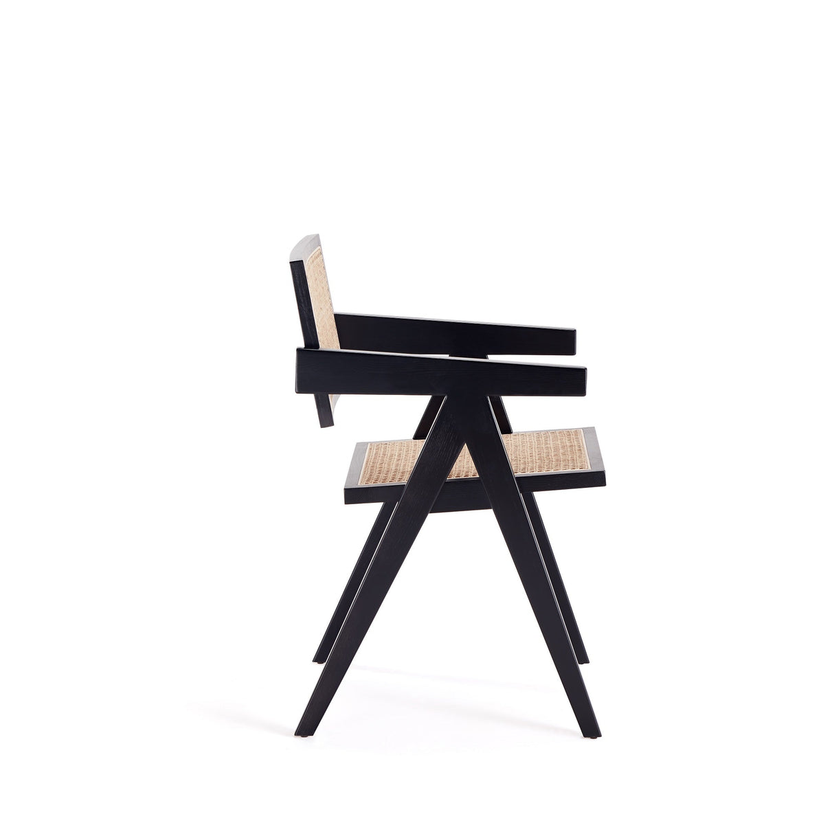 Hamlet Dining Arm Chair in Black and Natural Cane by Manhattan Comfort at Eve Furniture