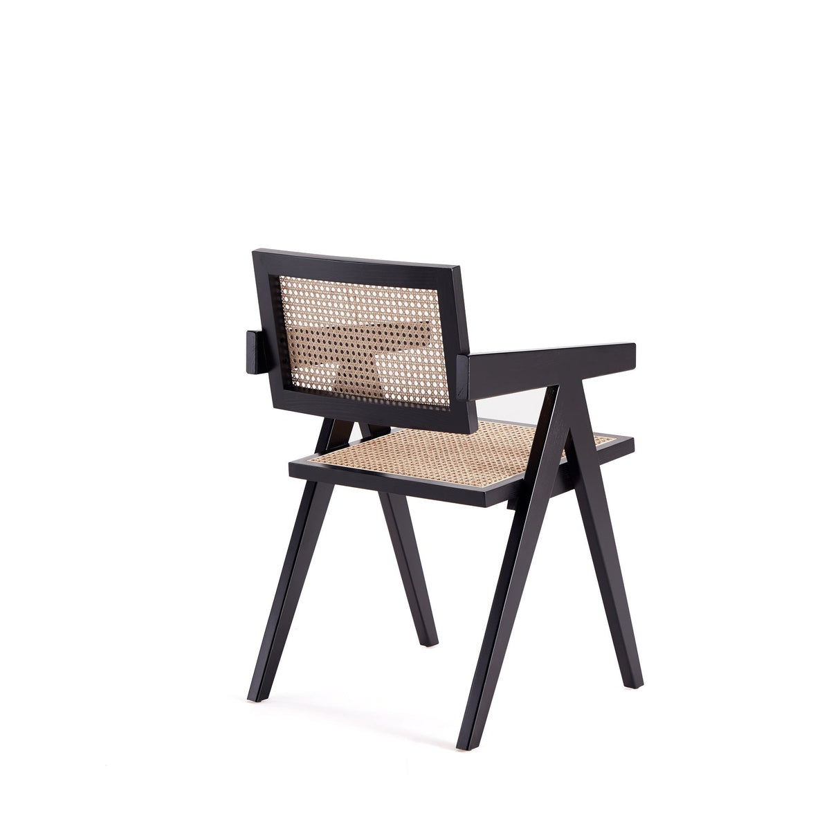 Hamlet Dining Arm Chair in Black and Natural Cane by Manhattan Comfort at Eve Furniture