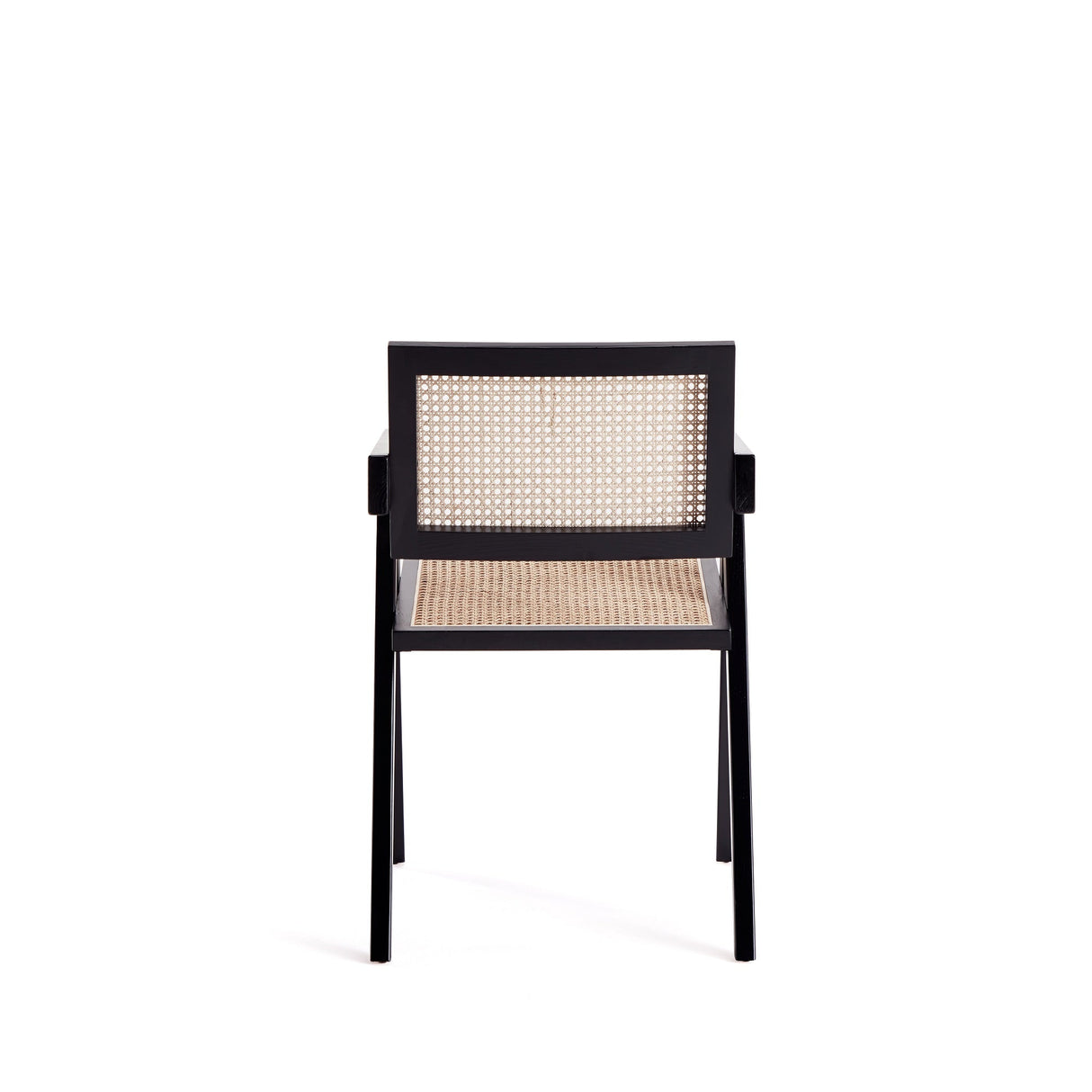 Hamlet Dining Arm Chair in Black and Natural Cane by Manhattan Comfort at Eve Furniture