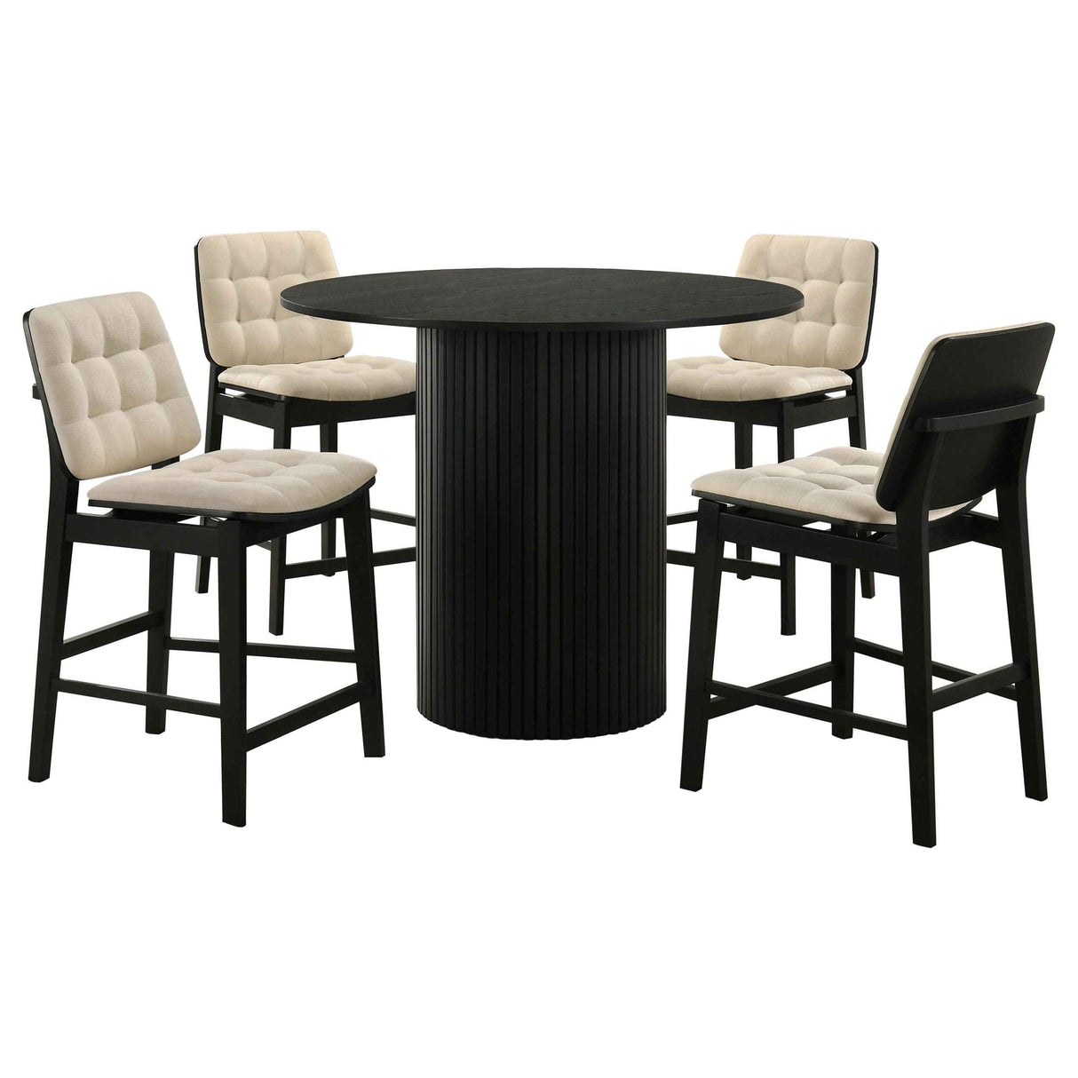 Hamlyn Cream/Black 5-piece Round Wood Counter Height Dining Set by Coaster at Eve Furniture