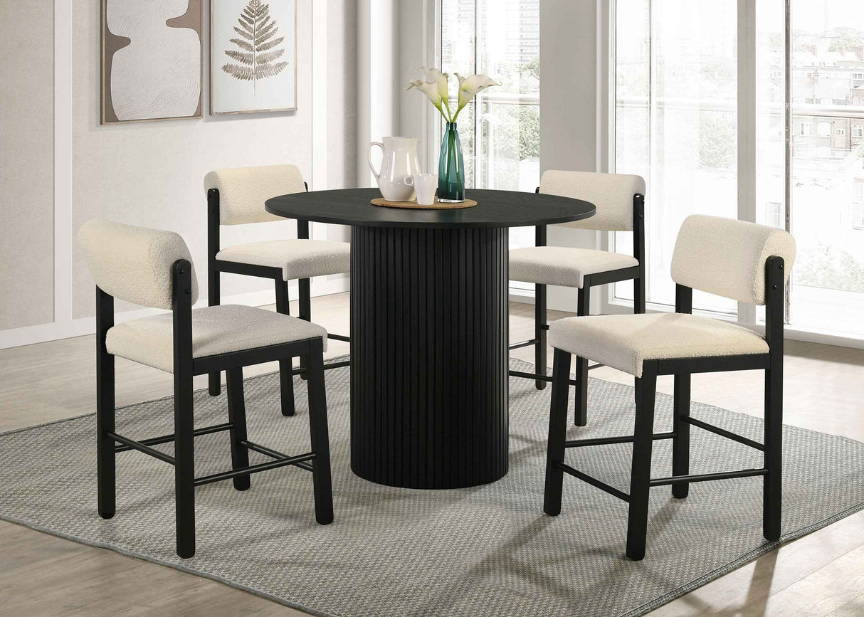 Hamlyn Cream/Black 5-piece Round Wood Counter Height Dining Set by Coaster at Eve Furniture