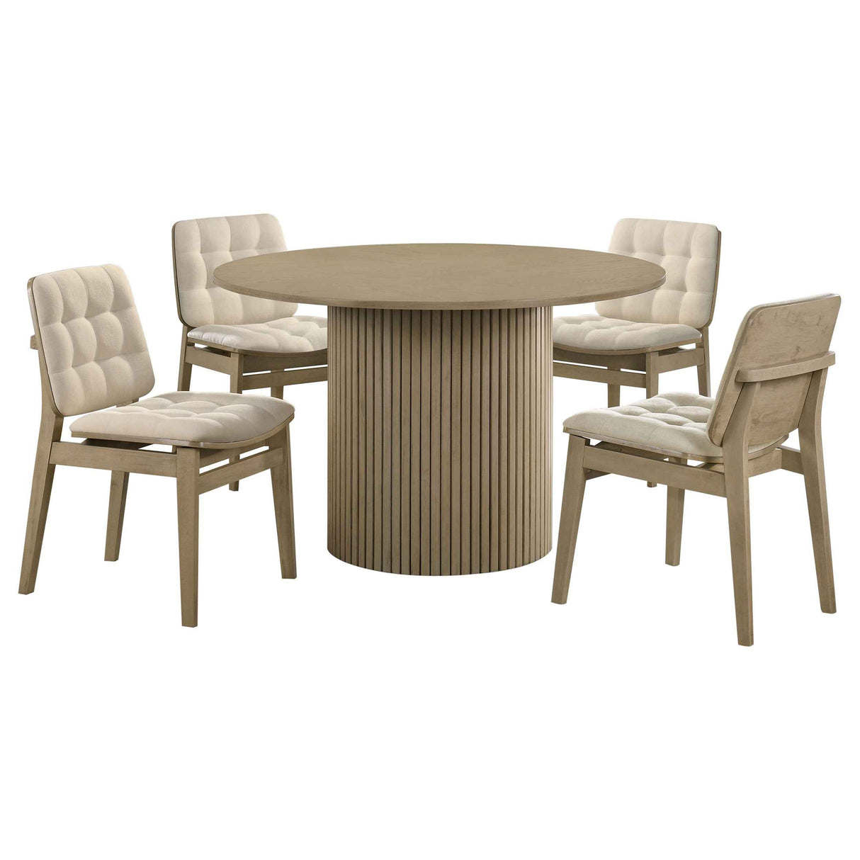 Hamlyn Cream/Natural Oak 5-piece Round Wood Dining Set by Coaster at Eve Furniture