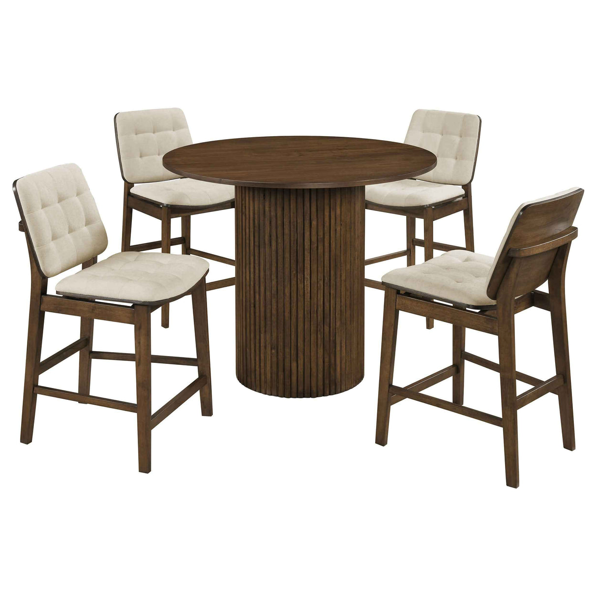 Hamlyn Cream/Walnut 5-piece Round Wood Counter Height Dining Set by Coaster at Eve Furniture