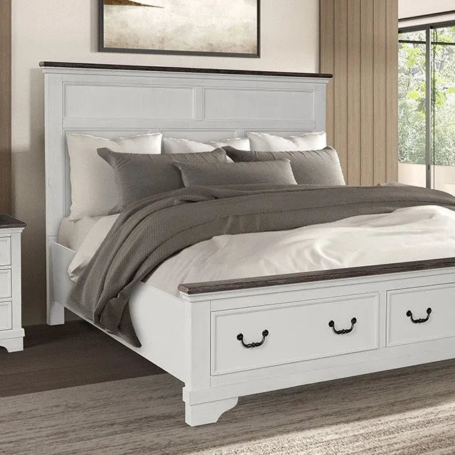 Hampstead White/Dark Brown 5-Piece Queen Bedroom Set by Furniture of America at Eve Furniture