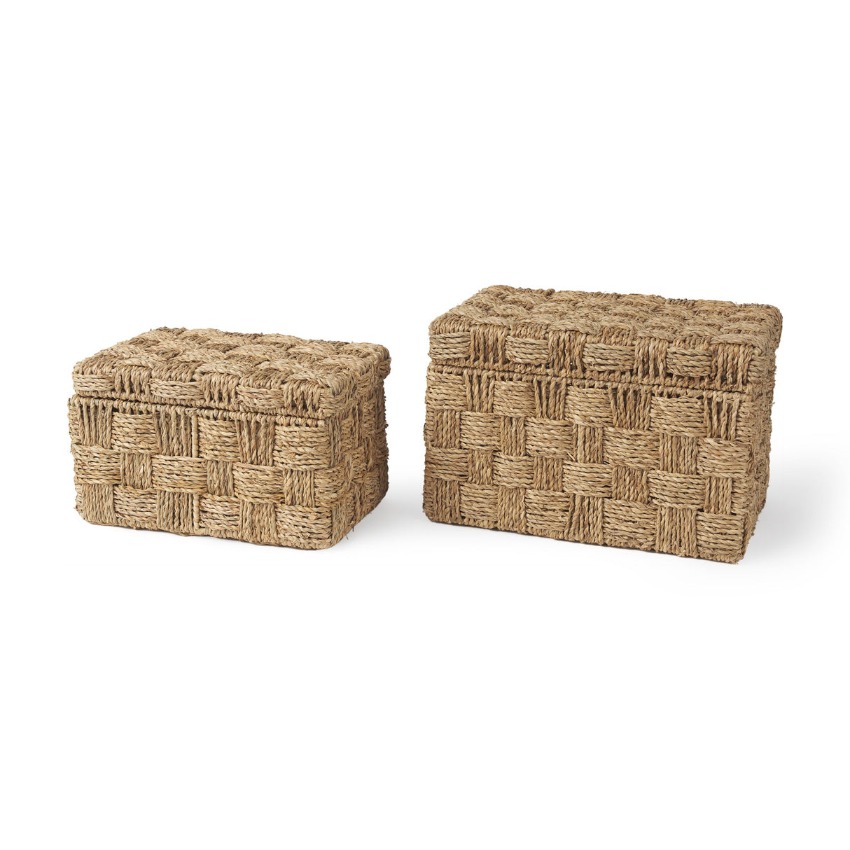 Hanalei Set of 2 Seagrass Boxes with Lids by Mercana at Eve Furniture