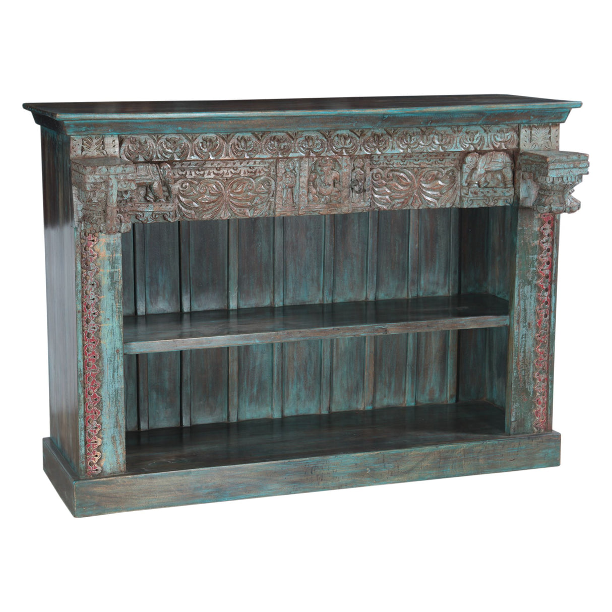 Hand Carved Bookshelf in Antique Teal by Home Trends & Design at Eve Furniture