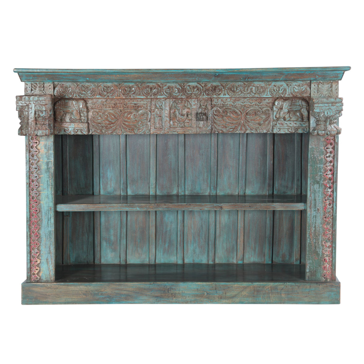Hand Carved Bookshelf in Antique Teal by Home Trends & Design at Eve Furniture