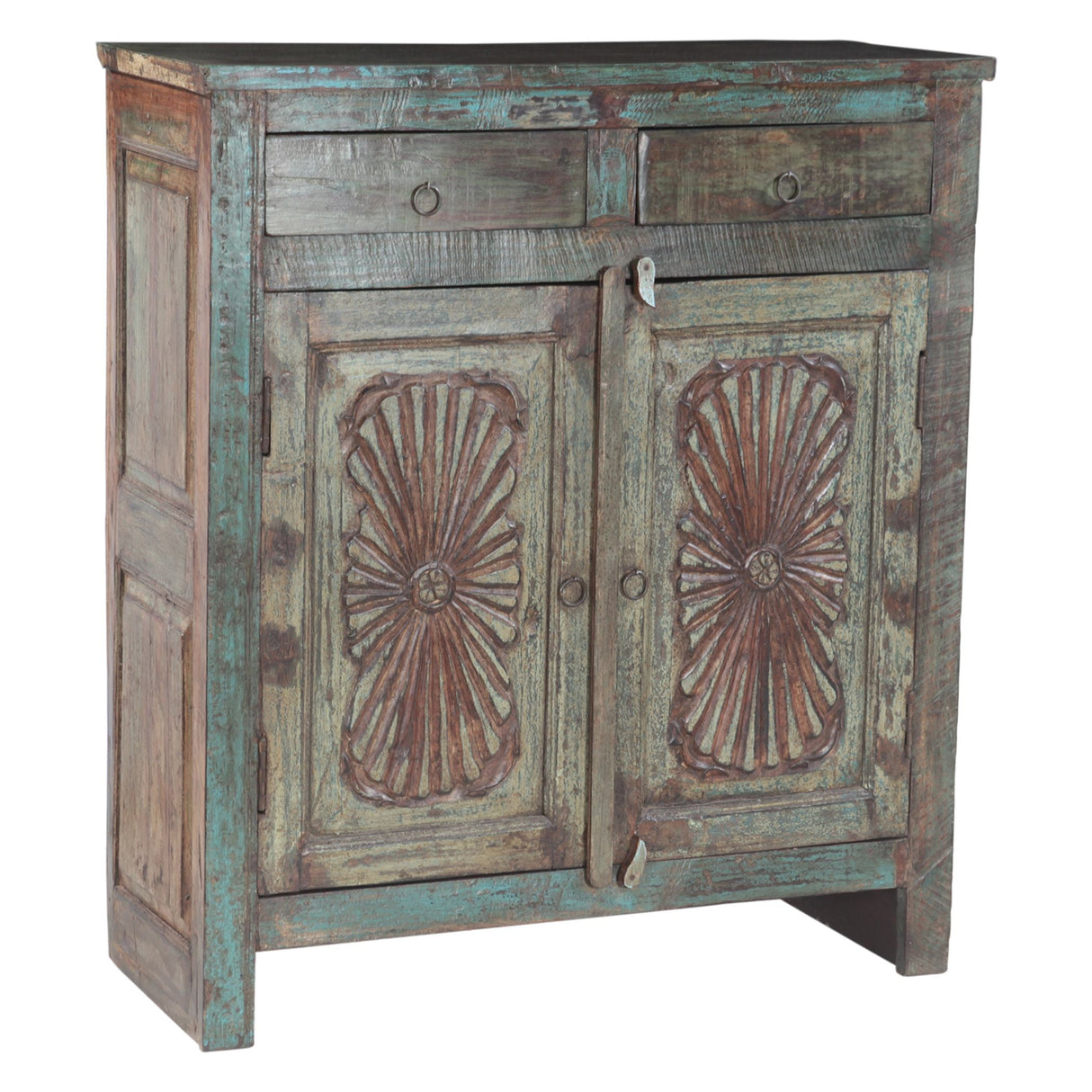 Hand Carved Wood Cabinet with Two Drawers and Two Doors by Home Trends & Design at Eve Furniture