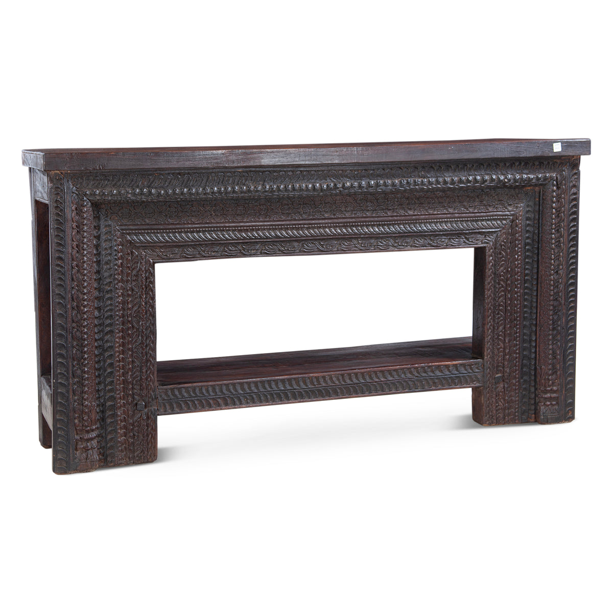Hand Carved Wood Console Table with Bottom Shelf by Home Trends & Design at Eve Furniture