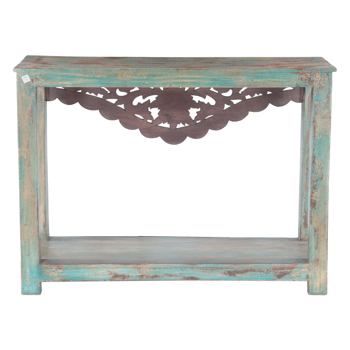 Hand Carved Wood Console Table with Bottom Shelf by Home Trends & Design at Eve Furniture