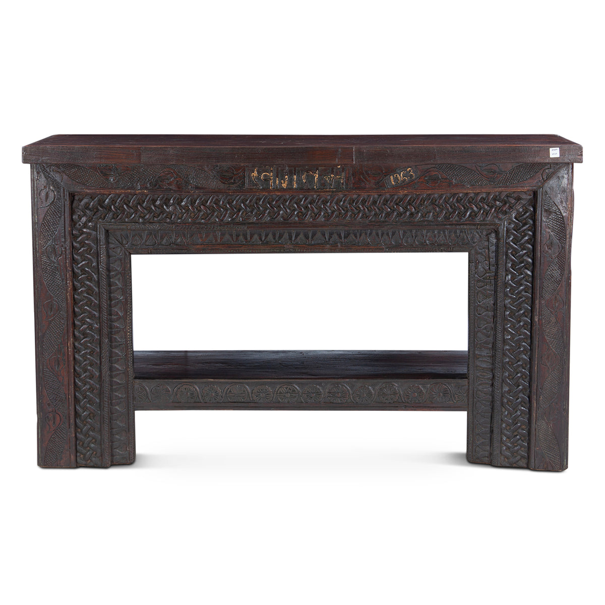 Hand Carved Wood Console Table with Bottom Shelf by Home Trends & Design at Eve Furniture