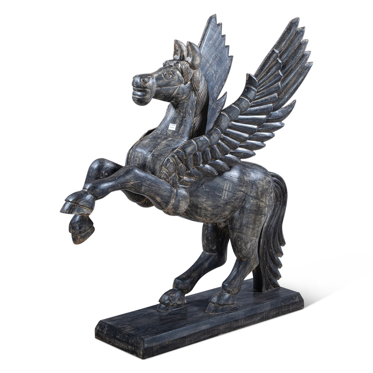 Hand Carved Wood Flying Horse Sculpture on Stand by Home Trends & Design at Eve Furniture