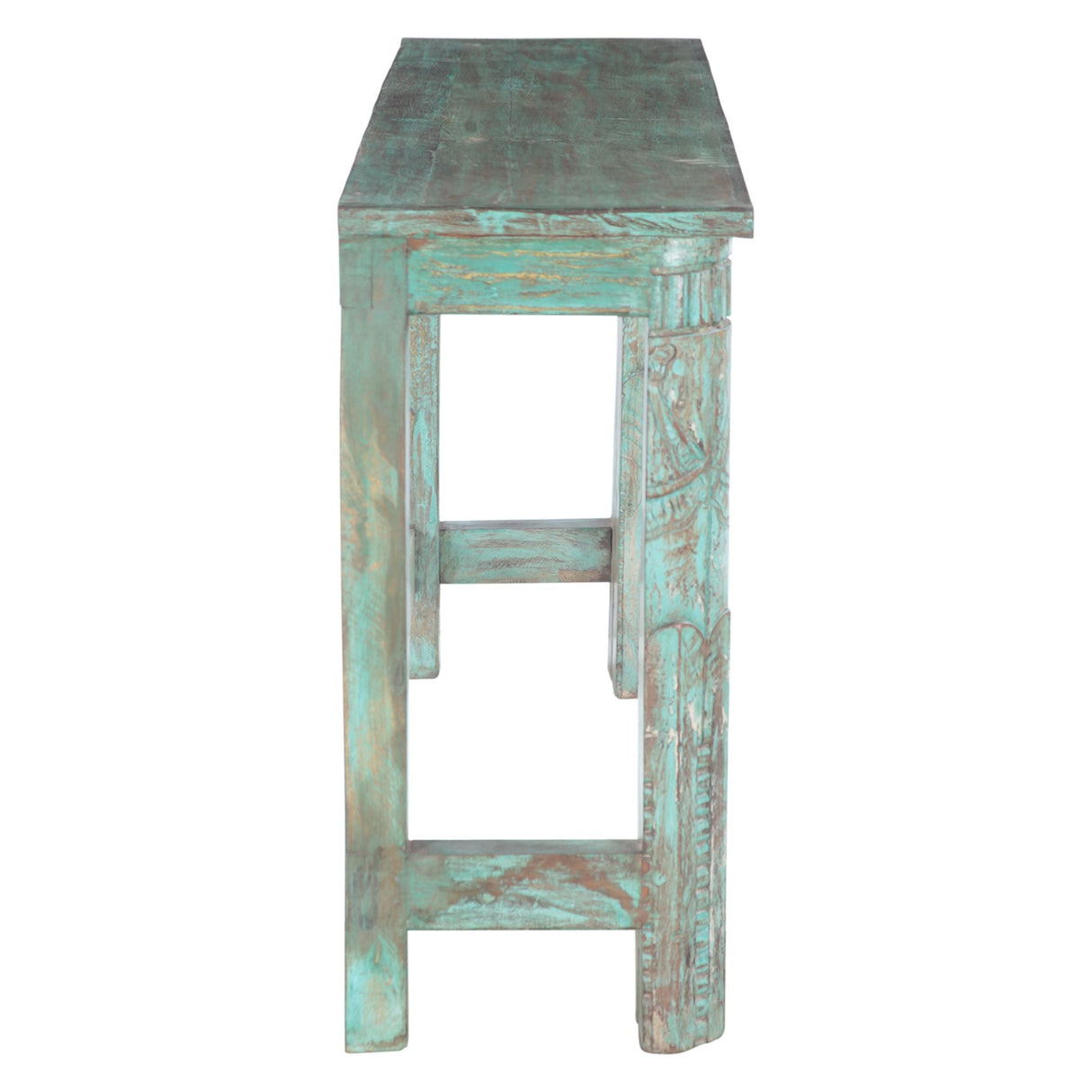 Hand Carved Wooden Console Table in Antique Teal by Home Trends & Design at Eve Furniture