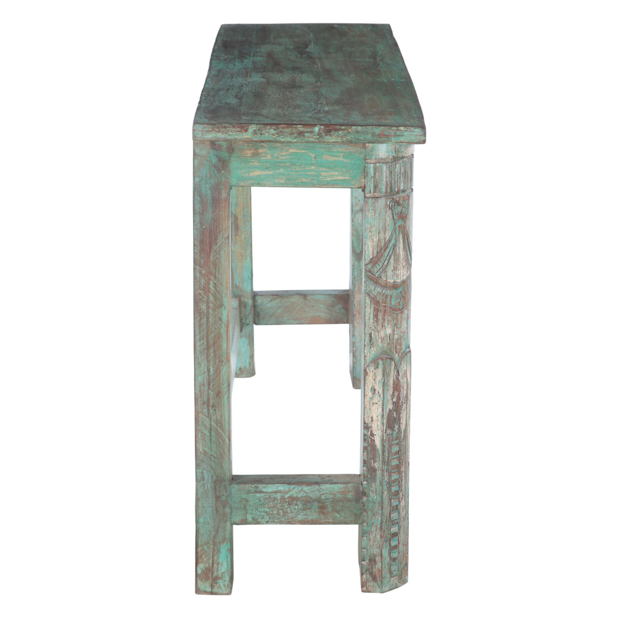 Hand Carved Wooden Console Table in Antique Teal by Home Trends & Design at Eve Furniture