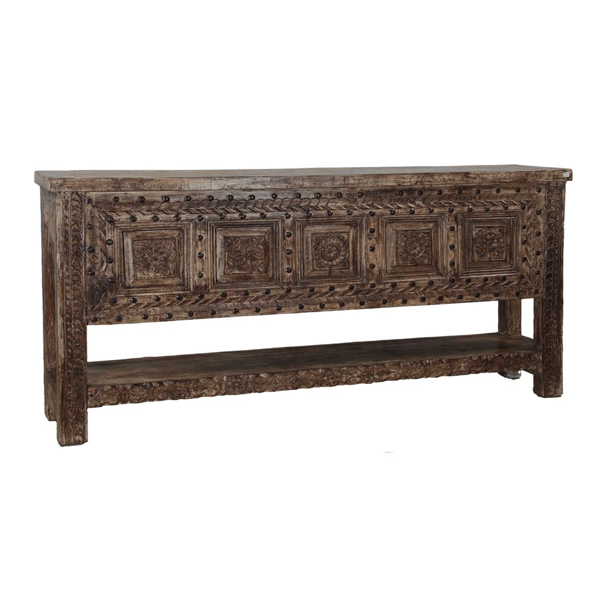 Hand Carved Wooden Door Console Table With Shelf by Home Trends & Design at Eve Furniture
