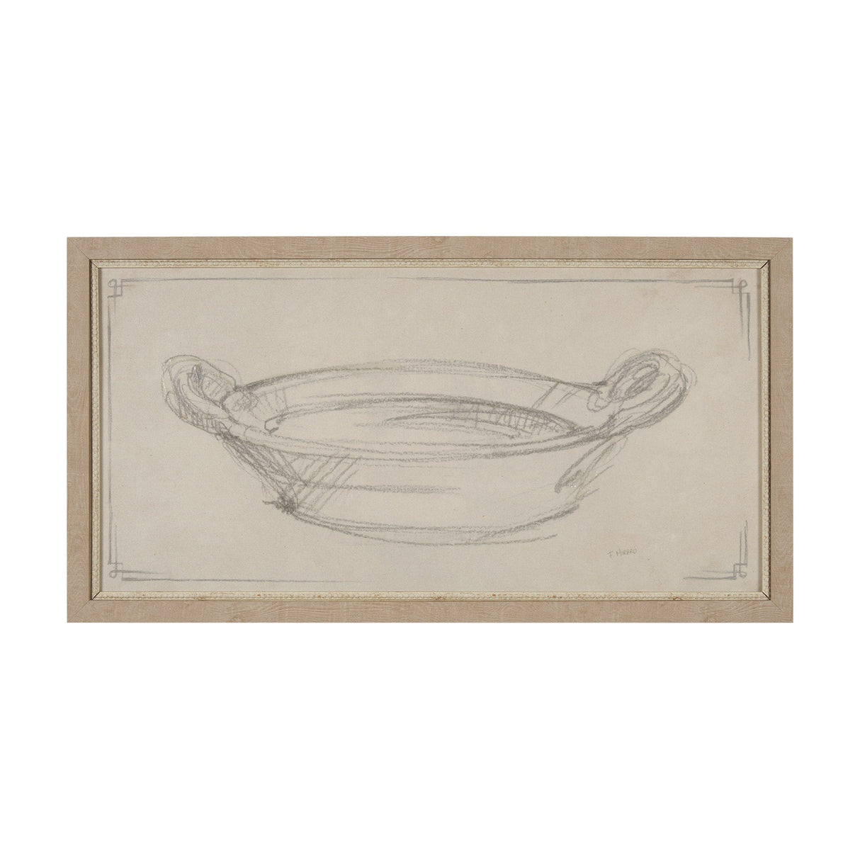 Handled Bowl Sketch by Mercana Studio a Hand Embellished Framed Art Print by Mercana at Eve Furniture