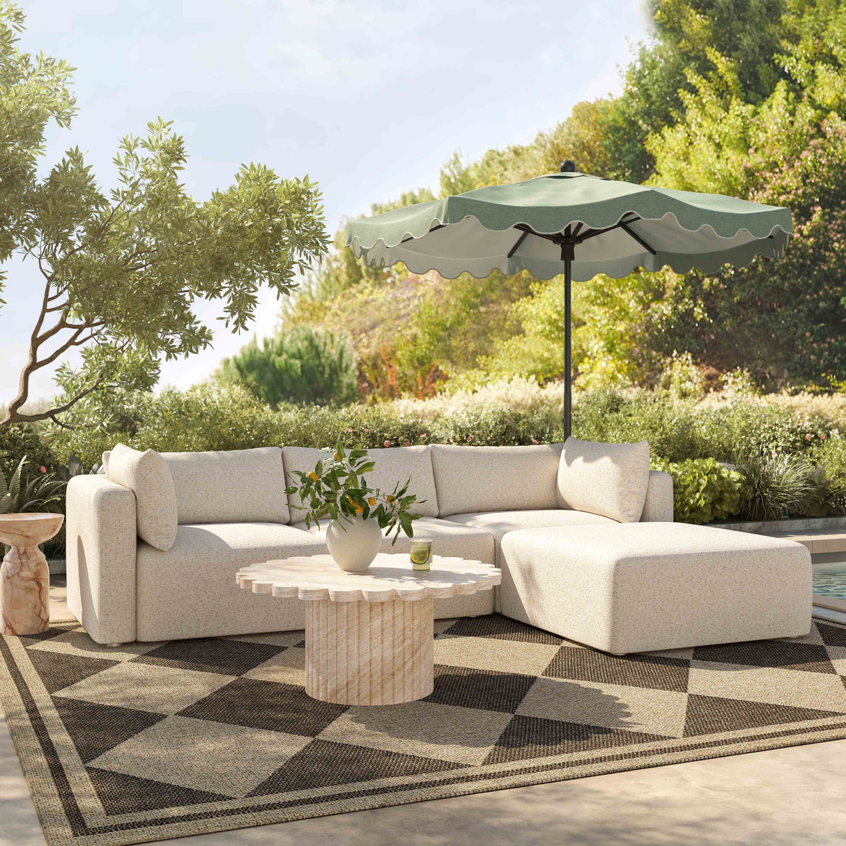 Hangover Cream Modular Outdoor Armless Chair by TOV Furniture at Eve Furniture