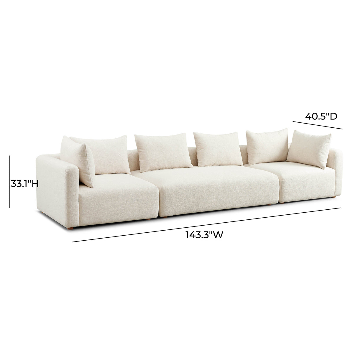 Hangover Heavy Textured Fabric 145" Long Sofa by TOV Furniture at Eve Furniture