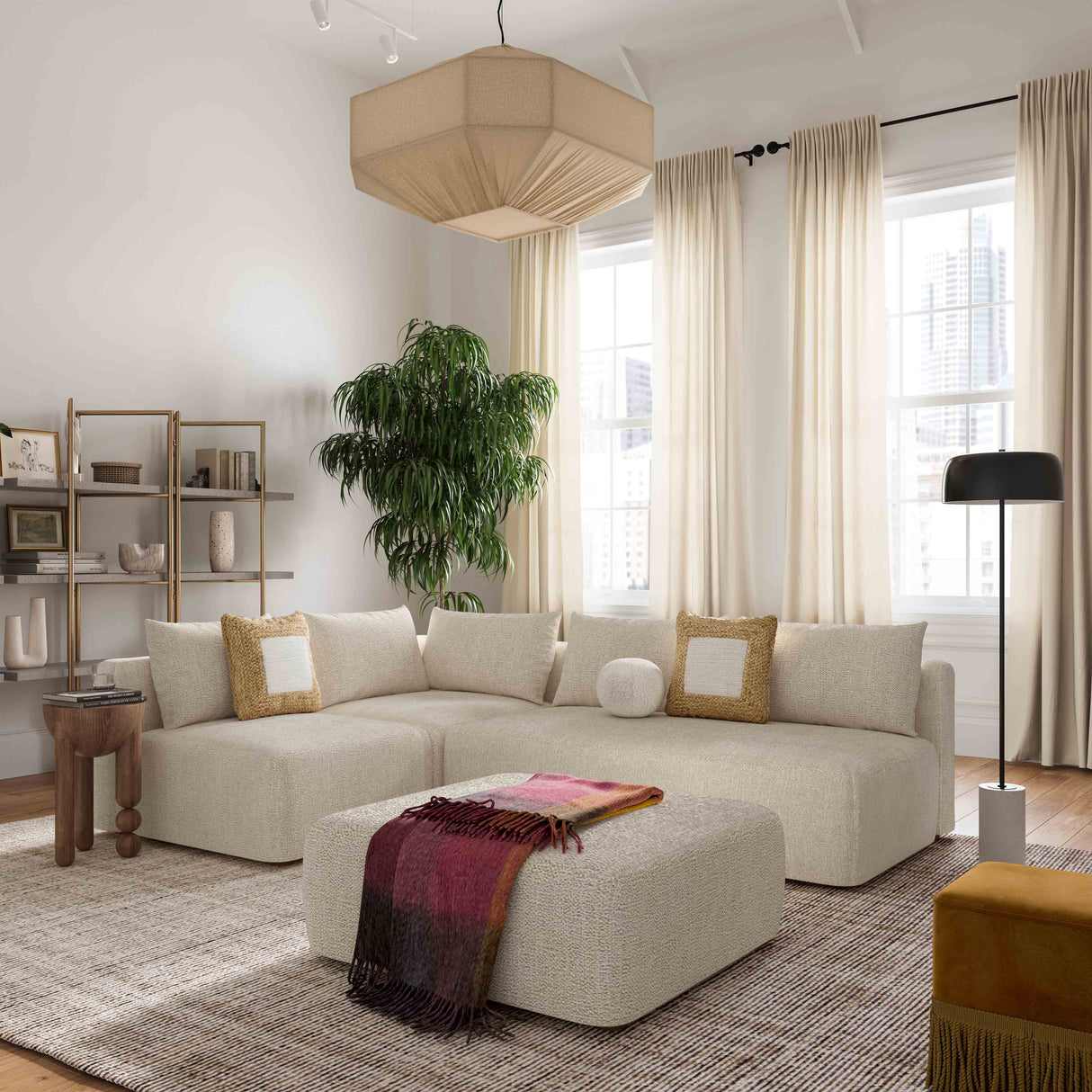 Hangover Heavy Textured Fabric 4-Piece Modular Chaise Sectional by TOV Furniture at Eve Furniture