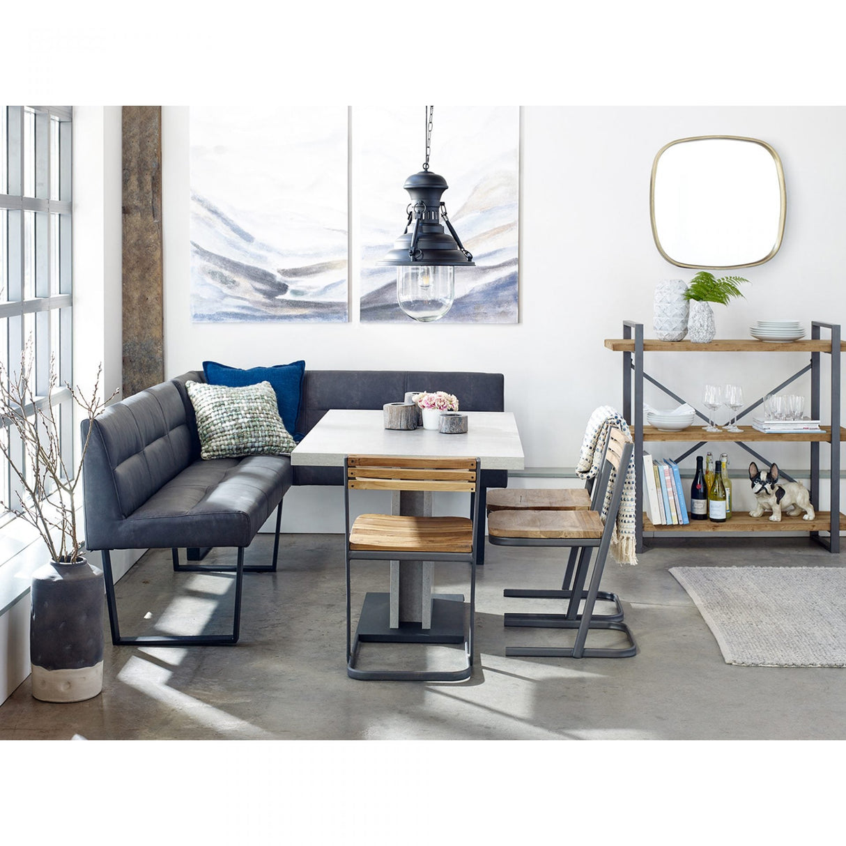 Hanlon Corner Bench Dark Grey by Moe's Home at Eve Furniture