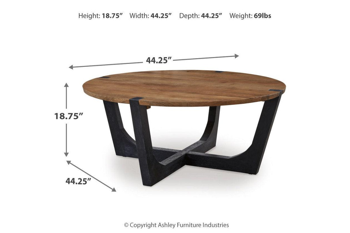 Hanneforth Brown/Black Coffee Table and 2 End Tables by Ashley at Eve Furniture