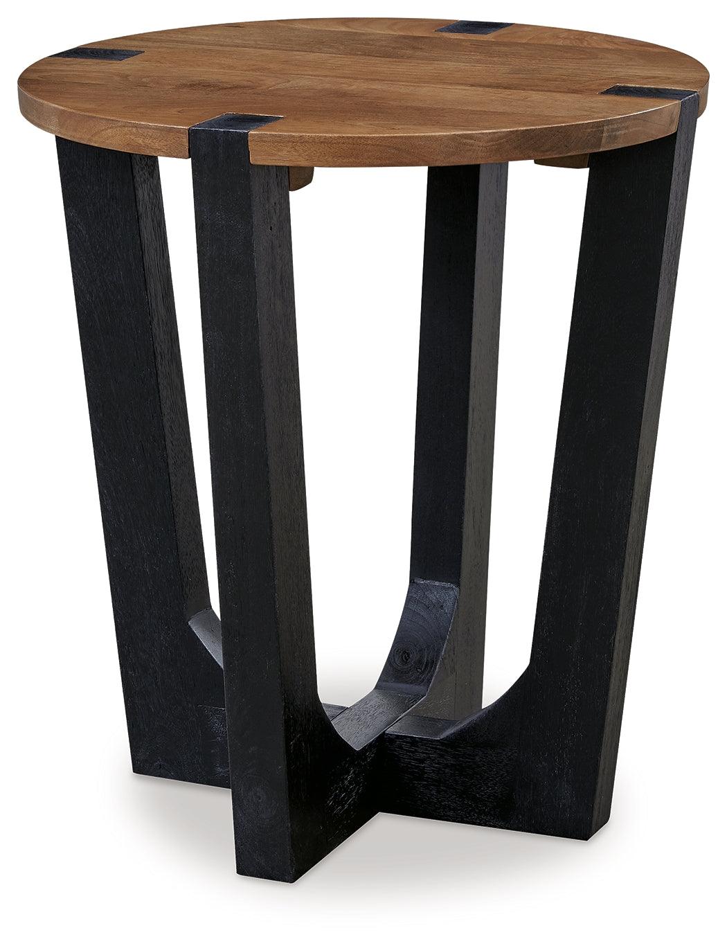 Hanneforth Brown/Black End Table by Ashley at Eve Furniture