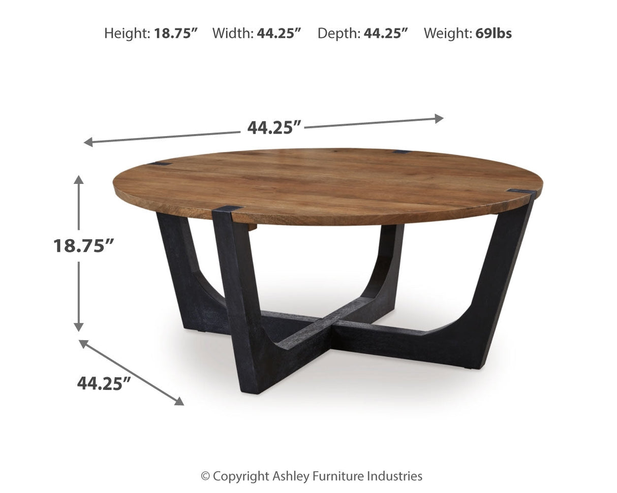 Hanneforth Coffee Table with 1 End Table in Brown/Black by Ashley at Eve Furniture