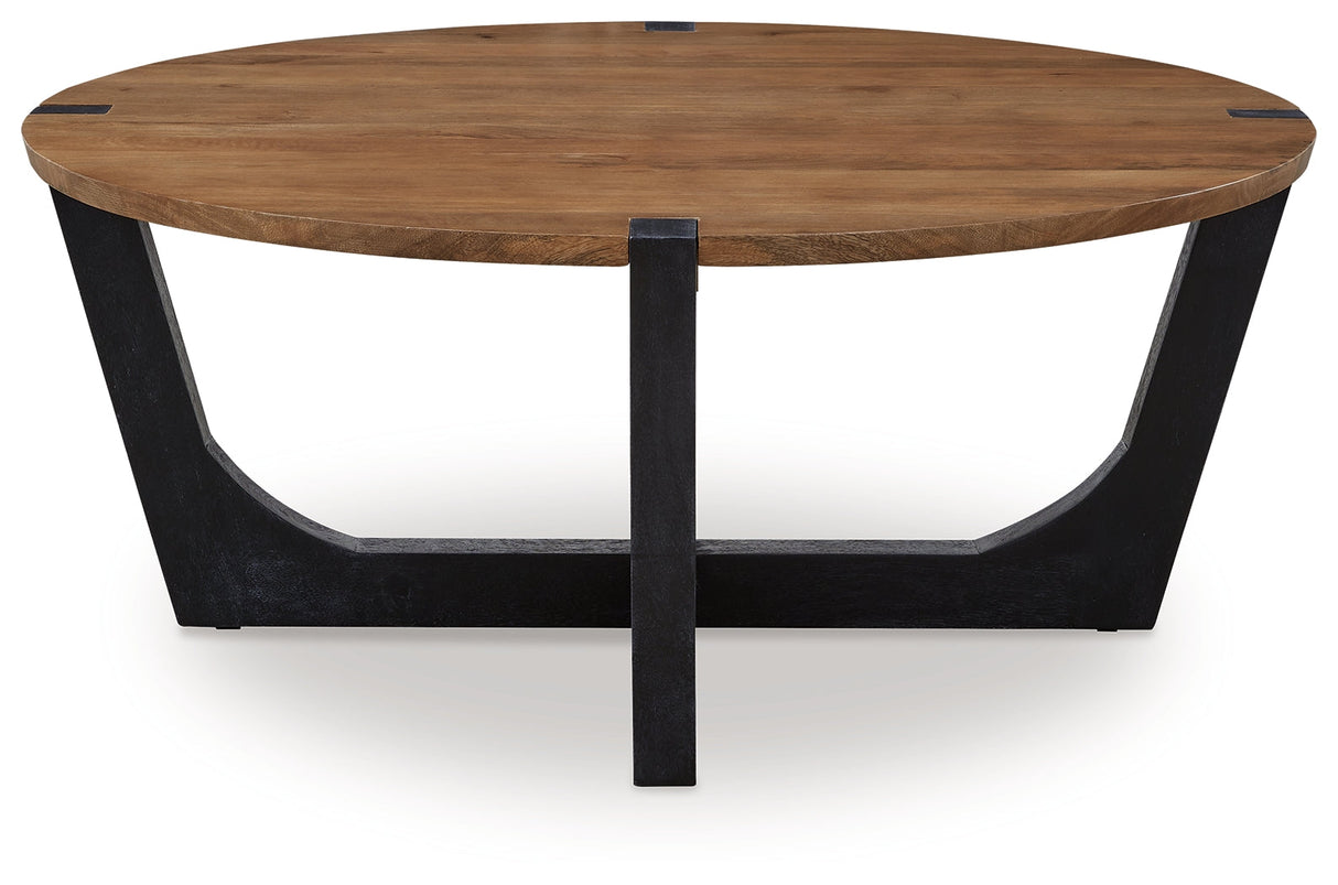 Hanneforth Coffee Table with 1 End Table in Brown/Black by Ashley at Eve Furniture