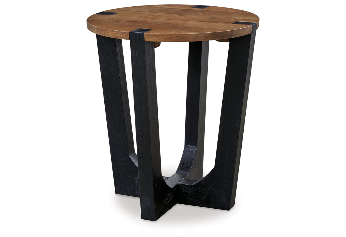 Hanneforth Coffee Table with 2 End Tables in Brown/Black by Ashley at Eve Furniture